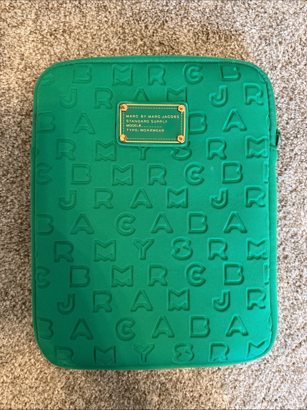 Marc by Marc Jacobs Emerald Green Embossed Tablet Case with Gold Plate